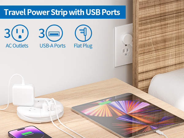 Travel Power Strip with USB ports