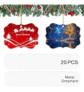 20 pcs Metal Sublimation Ornament Blank,Double Sided Sublimation Ornaments,Christmas Ornaments Su...
