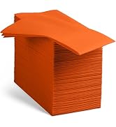 Linen-Feel Orange Paper Napkins - Decortive Cloth-Like Disposable Dinner Napkins - Soft And Absor...