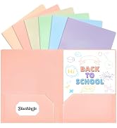 Folders with Pockets, 2 Pocket Plastic Folder with Pockets for School Colored File Folder for Doc...