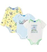 Disney Stitch Princess Marvel 3 Packs Baby Viscose Made from Bamboo Button Dwon Bodysuit for Newb...