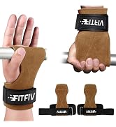 FITFIV Weight Lifting Wrist Strap, Double Leather Weightlifting Wrist Straps for Gym Strength Tra...