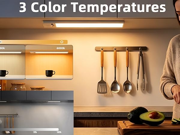 RGB & Warm White Motion Sensor Night Light,Dimmable Stick-On Lights for Kitchen