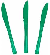 SietDESEO 25 PCS Green Plastic Knives Disposable Utensils Heavy Duty Green Knives Disposable Cutl...