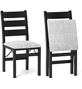 Giantex Modern Folding Dining Chairs Set, Upholstered Kitchen Chairs with Slatted Backrest & Padd...