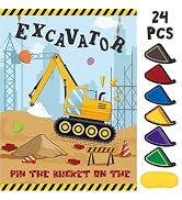 WERNNSAI Pin The Bucket on The Excavator Party Games - Construction Party Supplies Truck Birthday...