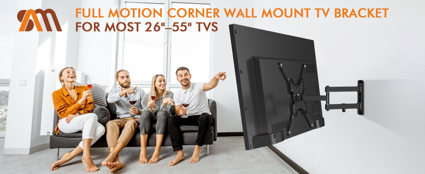 FULL MOTION CORNER WALL MOUNT TV BRACKET