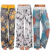 iniber Women's Comfy Pajama Pants Long Casual Drawstring Palazzo Lounge Pants Soft Wide Leg Bottoms