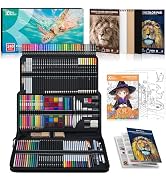 Kird Barken 240PCS Artists Art Supplies - Drawing Kit with 3 Sketchbook, Coloring book - Graphite...
