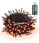 Joomer Orange Halloween Lights, Battery Operated 66ft 200 LED Purple String Lights Waterproof Hal...