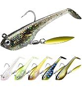 TRUSCEND Pre-Rigged Jig Head Soft Fishing Lures, Paddle Tail Swimbaits for Bass Fishing, Shad or ...