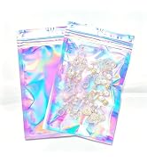 Motomy 100 Pcs Clear Holographic Mylar Bags, 4x6 Inch Smell Proof Bags for Small Business, Foil Z...