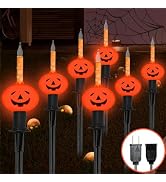 13.5FT Halloween Decorations Pumpkins Bubble Pathway Lights with 8 Pumpkins Bubble Light Blubs (1...