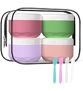 Travel Containers for Toiletries, Silicone Cream Jars TSA Approved 1.7oz Travel Size Containers w...