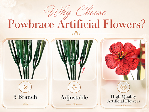 These outdoor artificial flowers feature silk petals and environmentally friendly PE plastic stems