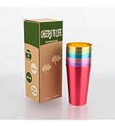 TJ Aluminum Metal Cups, Metal Anodized Multi-Colored Red, Purple, Pink, Blue, Green, Gold Party C...
