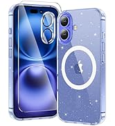 toushion 3 in 1 for iPhone 16 Case Clear with MagSafe, Not Yellowing, Screen Protector*1 Camera L...