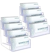 Uniclife 2 Pack Acrylic Business Card Holder for Desk 4 Slots Clear Business Card Display Stand f...