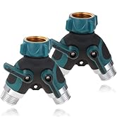 2 Way Garden Hose Splitter, Y Valve Metal Hose Connector, Heavy Duty Hose Splitter, with 3/4" Con...