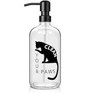 zuxzmj Black Cat Soap Dispenser 17 oz Clear Glass Hand Soap Bottle with 304 Stainless Steel Pump ...