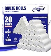 Gauze Rolls Pack of 20 – 4 ” x 4.1 yd Premium Quality Lint and Latex-Free Conforming Stretch Band...