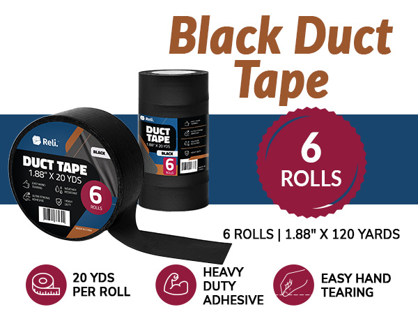 Black Duct Tape 1.88" x 120 Yards (6 Rolls)