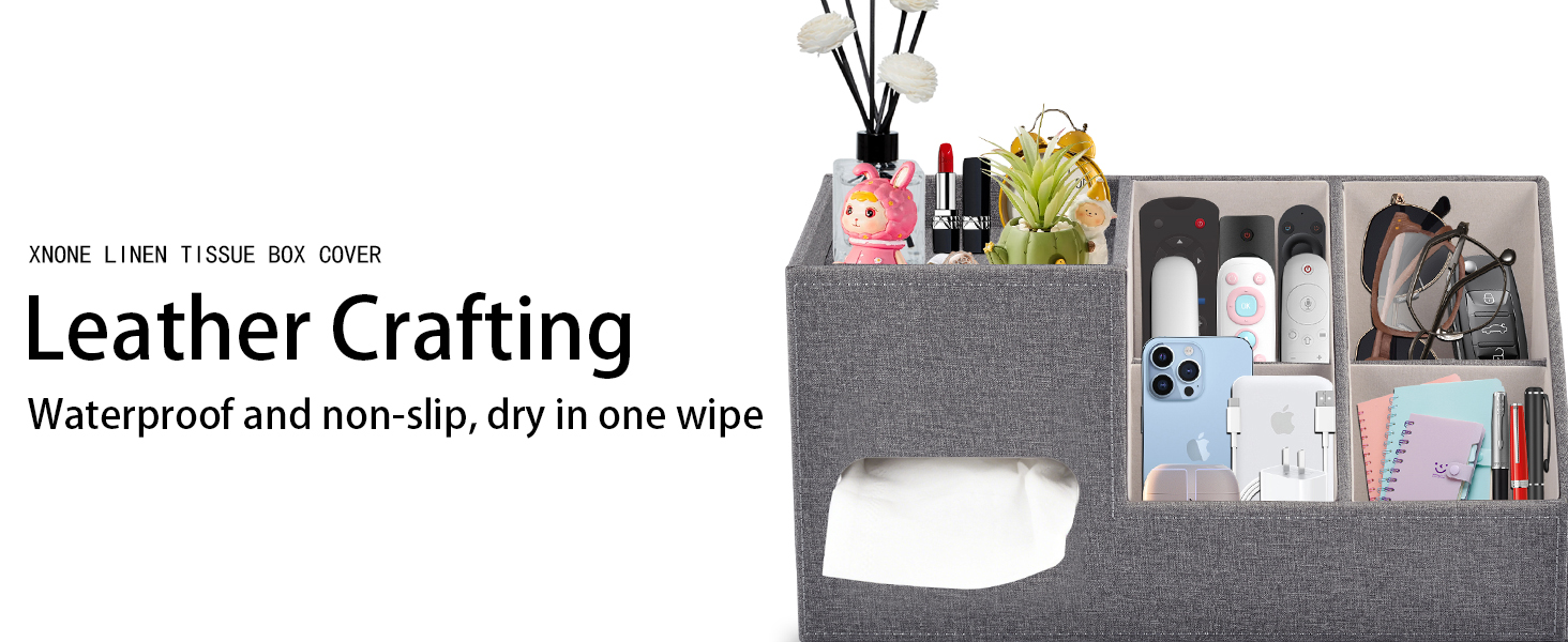 Square Tissue Box Cover with Storage Tray