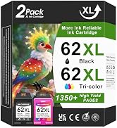 62XL Ink Cartridges Black and Color Combo High Yield Compatible for HP Ink 62 62xl Black Ink Cart...