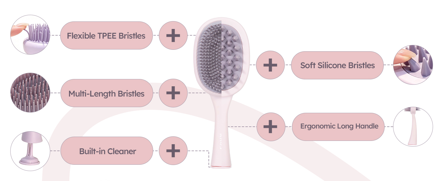 dual bristles hair scrubber silicone scalp brush