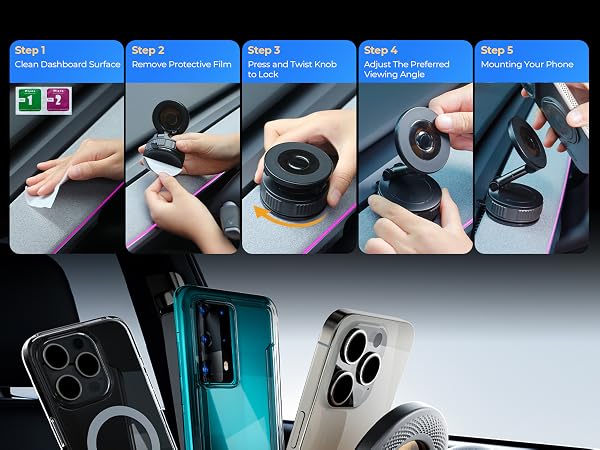 360 adjustable vacuum magnetic phone holder