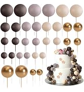 ASTARON 32 Pcs Ball Cake Topper Decorations Mini Balloons Cake Topper Sticks Foam Balls Cake Pick...