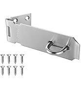 JQK Door Hasp Latch Lock, 5 Inch 304 Stainless Steel Safety Packlock Clasp Thickness 1.9 mm, Brus...