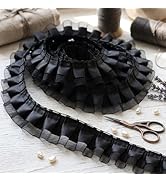 IDONGCAI Ruffle Trim 2-Layer Satin Organza Pleated Edging Trimmings 4cmx6yd Lace Ribbon for Craft...