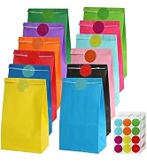 Jucoan 120 Pack Solid Color Paper Party Favor Bags, 9 x 5 x 3 Inch Small Party Treat Bags Goodies...