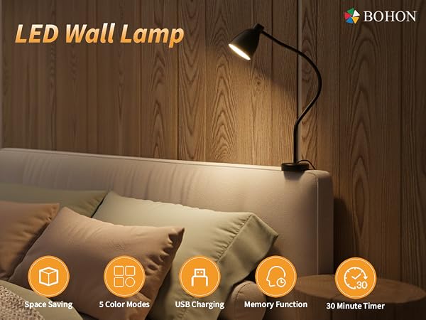 Reading Lights for Books in Bed Bedside Lamp Bed Wall Lamps for Bedroom Headboard Office Home