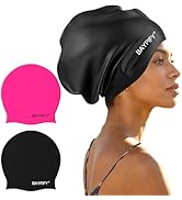 Baypify 2 Pack Extra Large Swim Cap - Swim Cap for Long Hair, Dreadlocks, Weaves, Braids, Extensi...