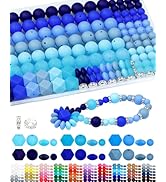 172PCS FIVEIZERO Silicone Beads for Keychain Making, 6 Mixed Colors Silicone Focal Beads Kit, 9mm...