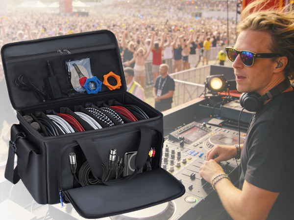 DJ Cable File Bag Gig Cords Organizer Storage Musician Music Equipment Accessories Travel Large