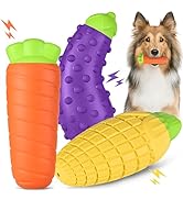 PETSTA Squeaky Dog Toys for Aggressive Chewer Large Medium Small Breed, 3 Pack Durable Tough Dog ...