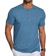 COOFANDY Men's Soft Henley Short Sleeve T Shirts Casual Basic Shirt with Pocket 3 Button Tees Sum...