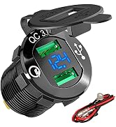 DAIERTEK Quick Charge 3.0 USB Charger Socket Car Aluminum Waterproof Dual Power Outlet Fast Charg...