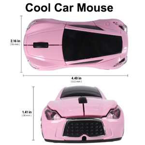 Wireless Car Mouse LED Light Optical Small Wireless Mouse for Laptop PC Kids Girls boy gift