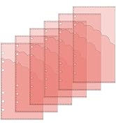 XiowDow 6pcs A6 Binder Pockets Rose Red PP Cash Stuffing Envelopes Plastic Double Pockets Budgeti...