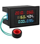DROK AC Meter, AC 80-300V 100A Voltage Current Power Factor Frequency Electric Energy Monitor Amm...