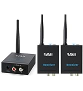 1Mii 3-in-1 2.4GHz Wireless Audio Transmitter and Receiver for TV, 20ms Ultra Low Delay RCA Out/i...