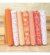 7Pcs Top Multicolor Cotton Craft Fabric Bundle Squares Patchwork Craft and Hobby,DIY Sewing Scrap...
