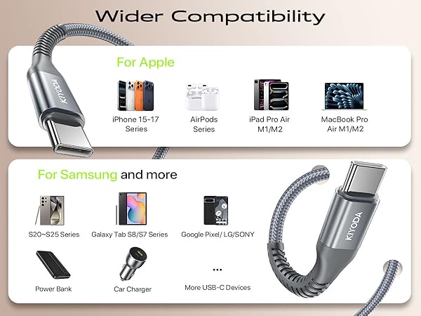 usb type c cable fast charging cord iphone 17 16 15 cable