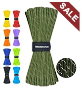 WEREWOLVES Reflective Paracord Rope 100FT, 7 Strand Type III Parachute Cord 4mm Thin Tent Rope fo...