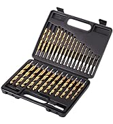 AIMLENTOOL 30 PCS Titanium Impact Drill Bit Set, Hex Shank Drill Bit Set for Wood, Steel, Metal, ...