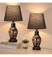 ONEWISH Small Bedside Table Lamp Set of 2, Wine Bottle Shape Glass Body, Warm Ambient Lighting, B...